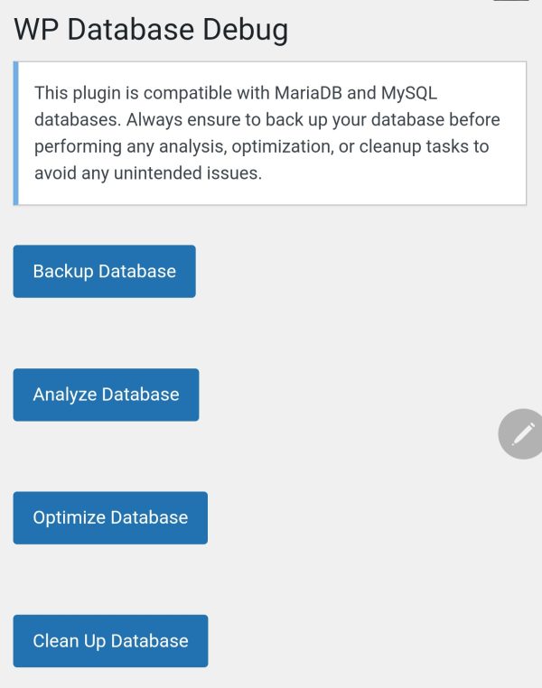 Wordpress Database Debug